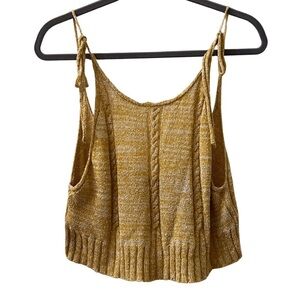 Free people bombshell knit tank top in honey yellow, size Large